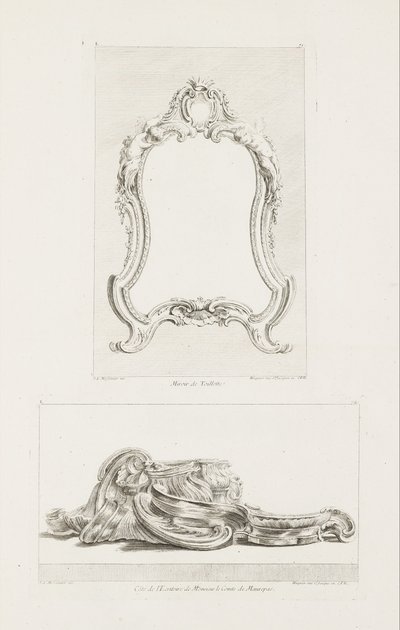 Mirror of Toilette, 5th Plate by Juste Aurèle Meissonnier